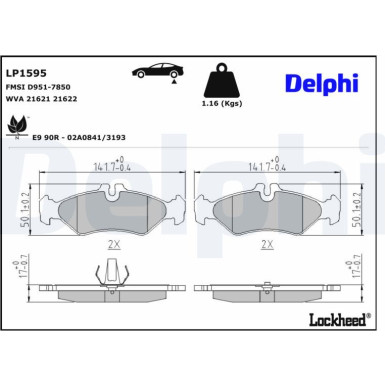 Delphi | Bremsbelagsatz, Scheibenbremse | LP1595 Delphi | Bremsbelagsatz, Scheibenbremse | LP1595
