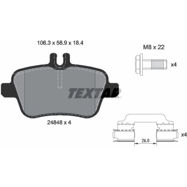 Textar | Bremsbelagsatz, Scheibenbremse | 2484805