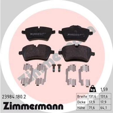 Zimmermann | Bremsbelagsatz, Scheibenbremse | 23984.180.2