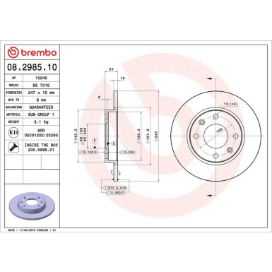 Brembo | Bremsscheibe | 08.2985.10 Brembo | Bremsscheibe | 08.2985.10