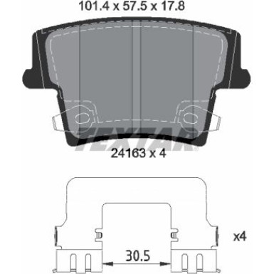 Textar | Bremsbelagsatz, Scheibenbremse | 2416303