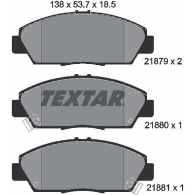 Textar | Bremsbelagsatz, Scheibenbremse | 2187901