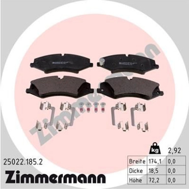 Zimmermann | Bremsbelagsatz, Scheibenbremse | 25022.185.2