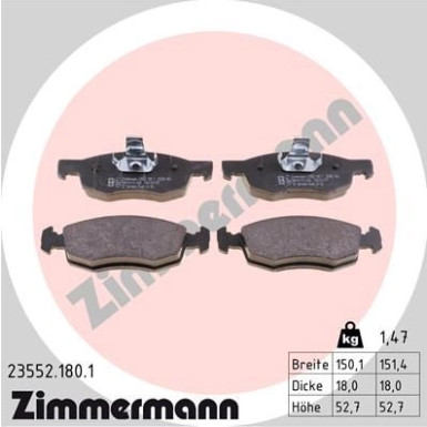 Zimmermann | Bremsbelagsatz, Scheibenbremse | 23552.180.1