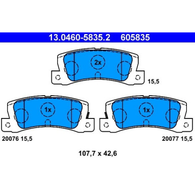 ATE | Bremsbelagsatz, Scheibenbremse | 13.0460-5835.2