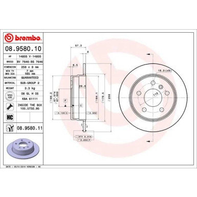 Brembo | Bremsscheibe | 08.9580.11