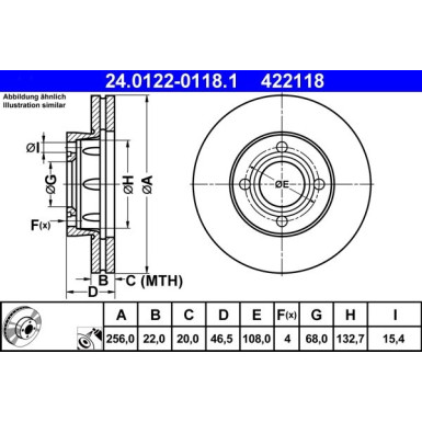 ATE | Bremsscheibe | 24.0122-0118.1