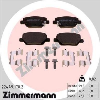 Zimmermann | Bremsbelagsatz, Scheibenbremse | 22449.170.2