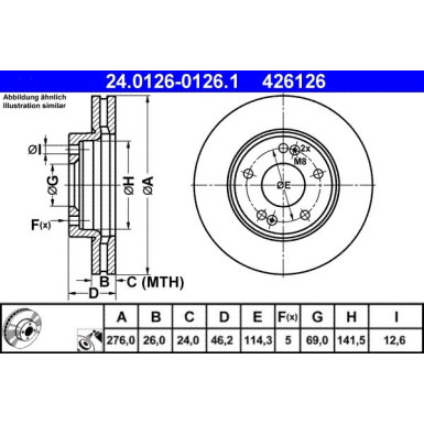 ATE | Bremsscheibe | 24.0126-0126.1