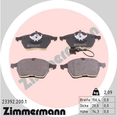 Zimmermann | Bremsbelagsatz, Scheibenbremse | 23392.200.1