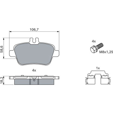 BOSCH | Bremsbelagsatz, Scheibenbremse | 0 986 494 664