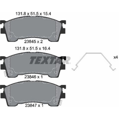 Textar | Bremsbelagsatz, Scheibenbremse | 2384504