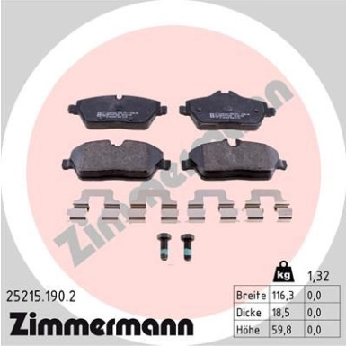 Zimmermann | Bremsbelagsatz, Scheibenbremse | 25215.190.2