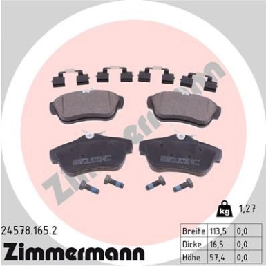 Zimmermann | Bremsbelagsatz, Scheibenbremse | 24578.165.2