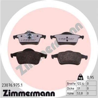 Zimmermann | Bremsbelagsatz, Scheibenbremse | 23076.975.1