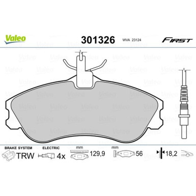 Valeo | Bremsbelagsatz, Scheibenbremse | 301326