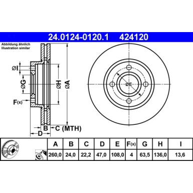 ATE | Bremsscheibe | 24.0124-0120.1