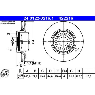 ATE | Bremsscheibe | 24.0122-0216.1