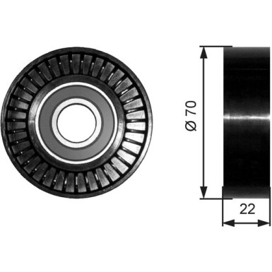 Gates | Umlenk-/Führungsrolle, Keilrippenriemen | T36252