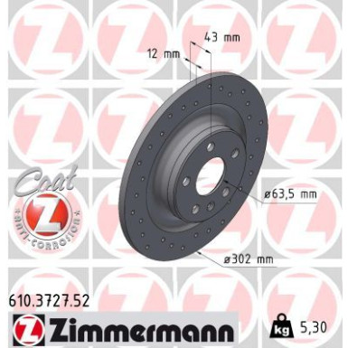 Zimmermann | Bremsscheibe | 610.3727.52