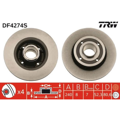 TRW | Bremsscheibe | DF4274S