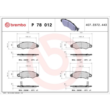 Brembo | Bremsbelagsatz, Scheibenbremse | P 78 012