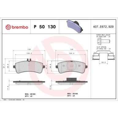 Brembo | Bremsbelagsatz, Scheibenbremse | P 50 130