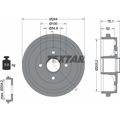 Textar | Bremstrommel | 94043200