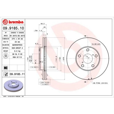 Brembo | Bremsscheibe | 09.9185.11