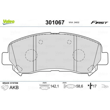 Valeo | Bremsbelagsatz, Scheibenbremse | 301067