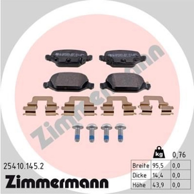 Zimmermann | Bremsbelagsatz, Scheibenbremse | 25410.145.2