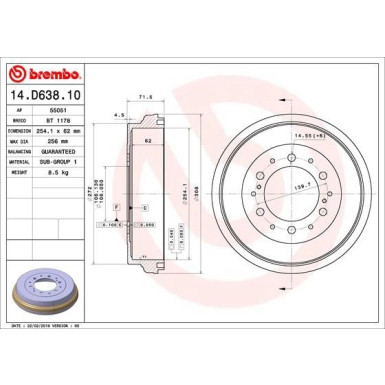 Brembo | Bremstrommel | 14.D638.10