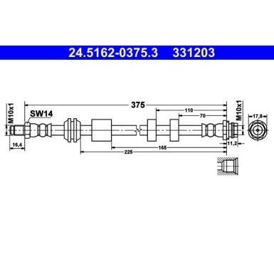 ATE | Bremsschlauch | 24.5162-0375.3