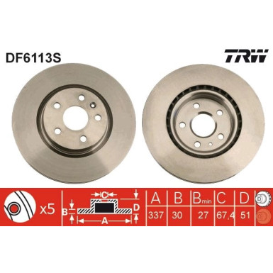 TRW | Bremsscheibe | DF6113S