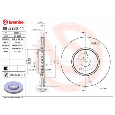 Brembo | Bremsscheibe | 09.E230.11