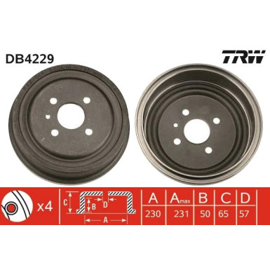 TRW | Bremstrommel | DB4229