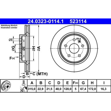 ATE | Bremsscheibe | 24.0323-0114.1