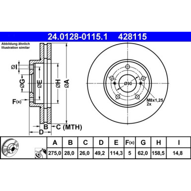 ATE | Bremsscheibe | 24.0128-0115.1