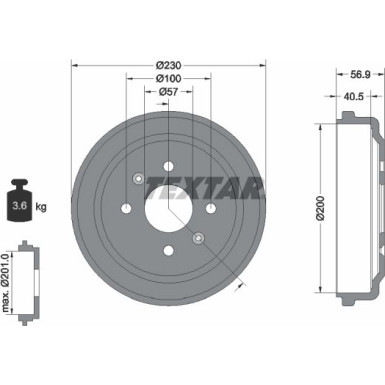 Textar | Bremstrommel | 94032100