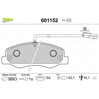 Valeo | Bremsbelagsatz, Scheibenbremse | 601152