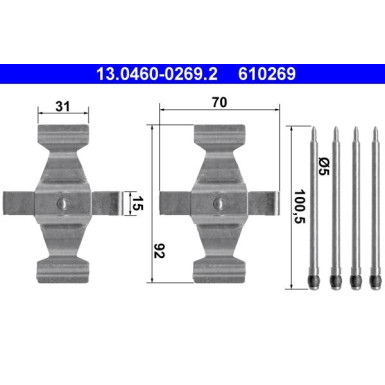 ATE | Zubehörsatz, Scheibenbremsbelag | 13.0460-0269.2