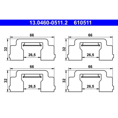 ATE | Zubehörsatz, Scheibenbremsbelag | 13.0460-0511.2