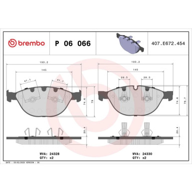 Brembo | Bremsbelagsatz, Scheibenbremse | P 06 066