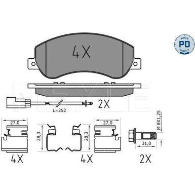 Meyle | Bremsbelagsatz, Scheibenbremse | 025 244 8419/PD