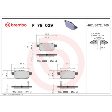 Brembo | Bremsbelagsatz, Scheibenbremse | P 79 029