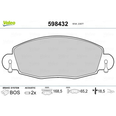 Valeo | Bremsbelagsatz, Scheibenbremse | 598432