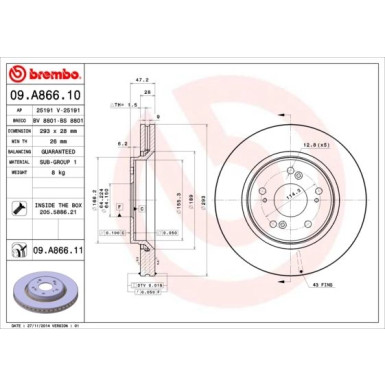 Brembo | Bremsscheibe | 09.A866.11