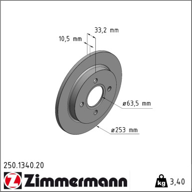 Zimmermann | Bremsscheibe | 250.1340.20