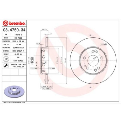 Brembo | Bremsscheibe | 08.4750.34