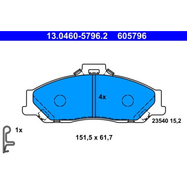 ATE | Bremsbelagsatz, Scheibenbremse | 13.0460-5796.2